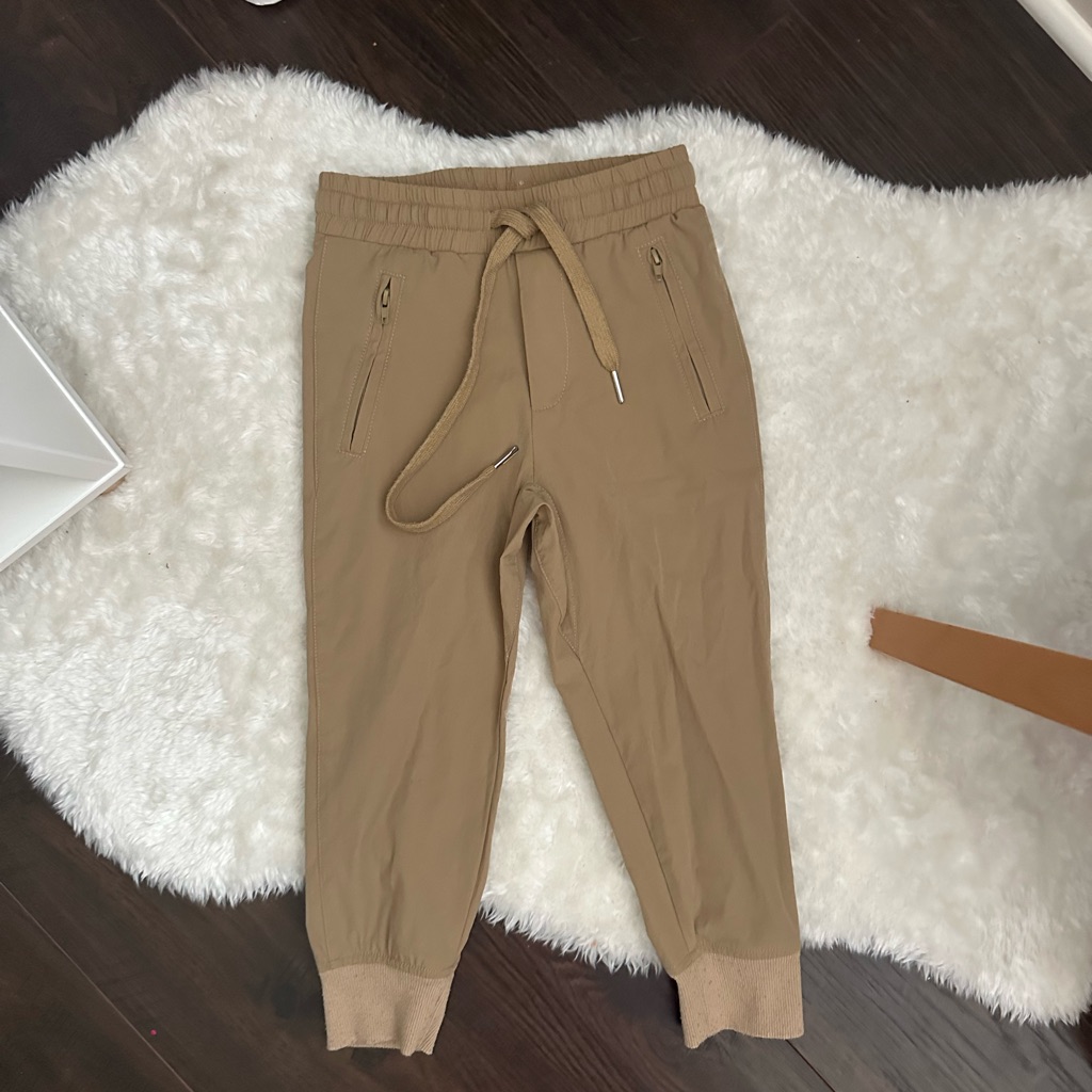 Tan Jogger Pants With Drawstring
